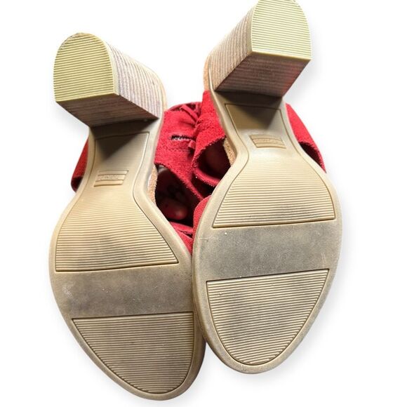 TOMS Women’s Red Suede Majorca Cutout Slingback Block Heel Sandals Size 7.5 - Picture 7 of 9